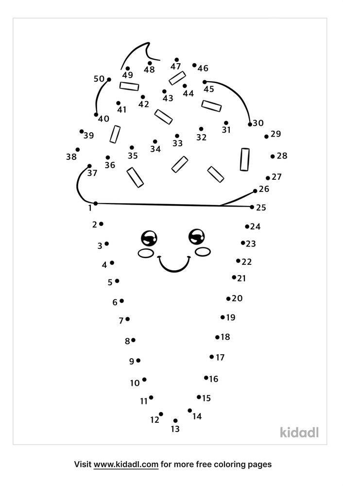 Free Ice Cream Medium 1 50 Dot To Dot Printables For Kids Kidadl