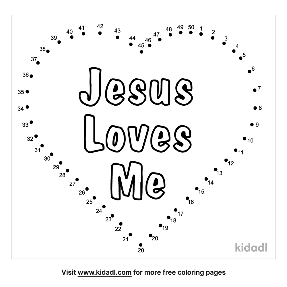 free jesus loves me medium 1 50 dot to dot printables for kids kidadl