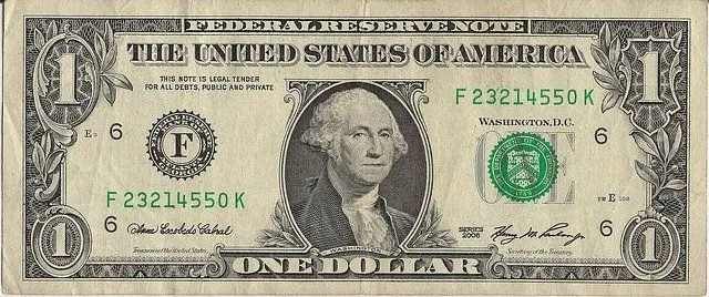 A dollar is made of a paper blend having 75% cotton and 25% linen. 