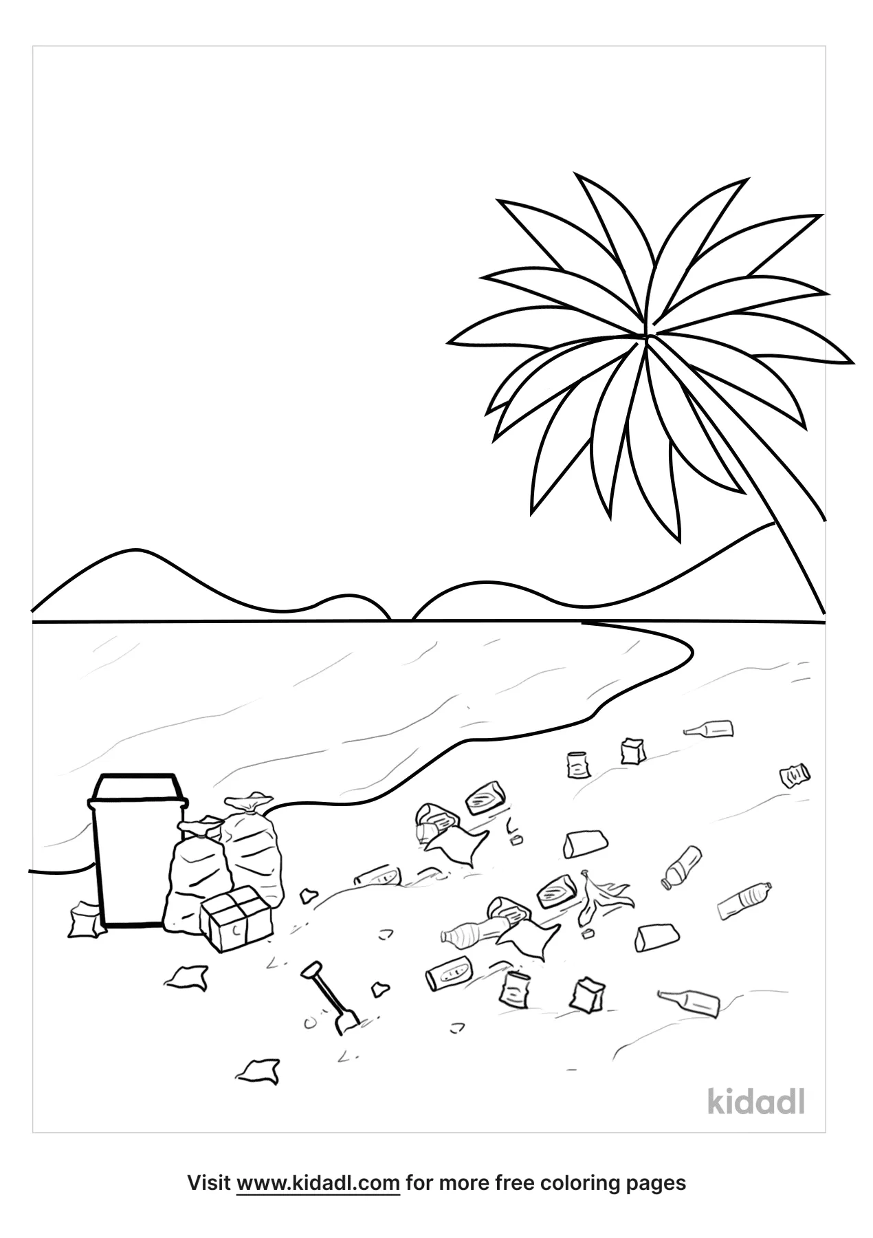 Litter On The Sand Coloring Page
