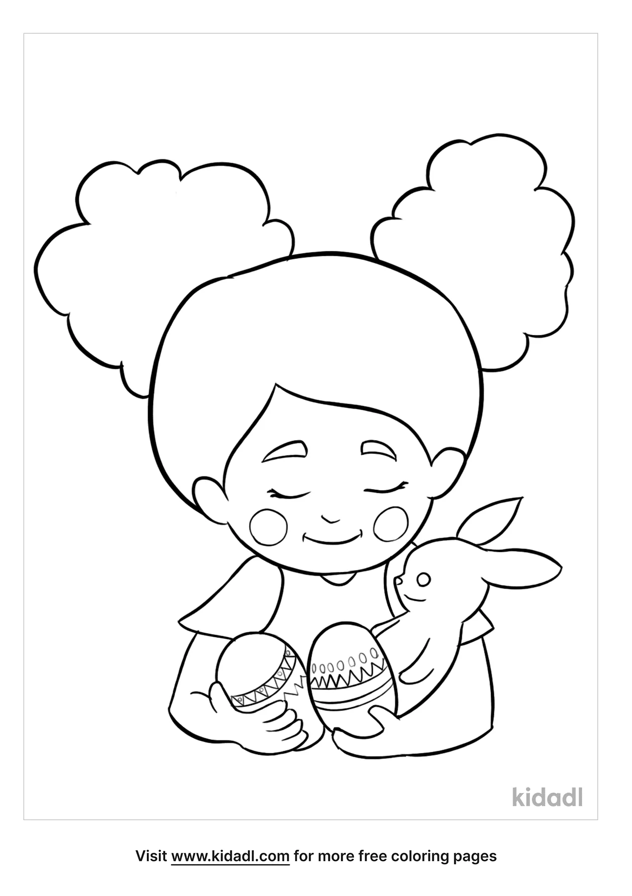 Little Girl Easter Coloring Page