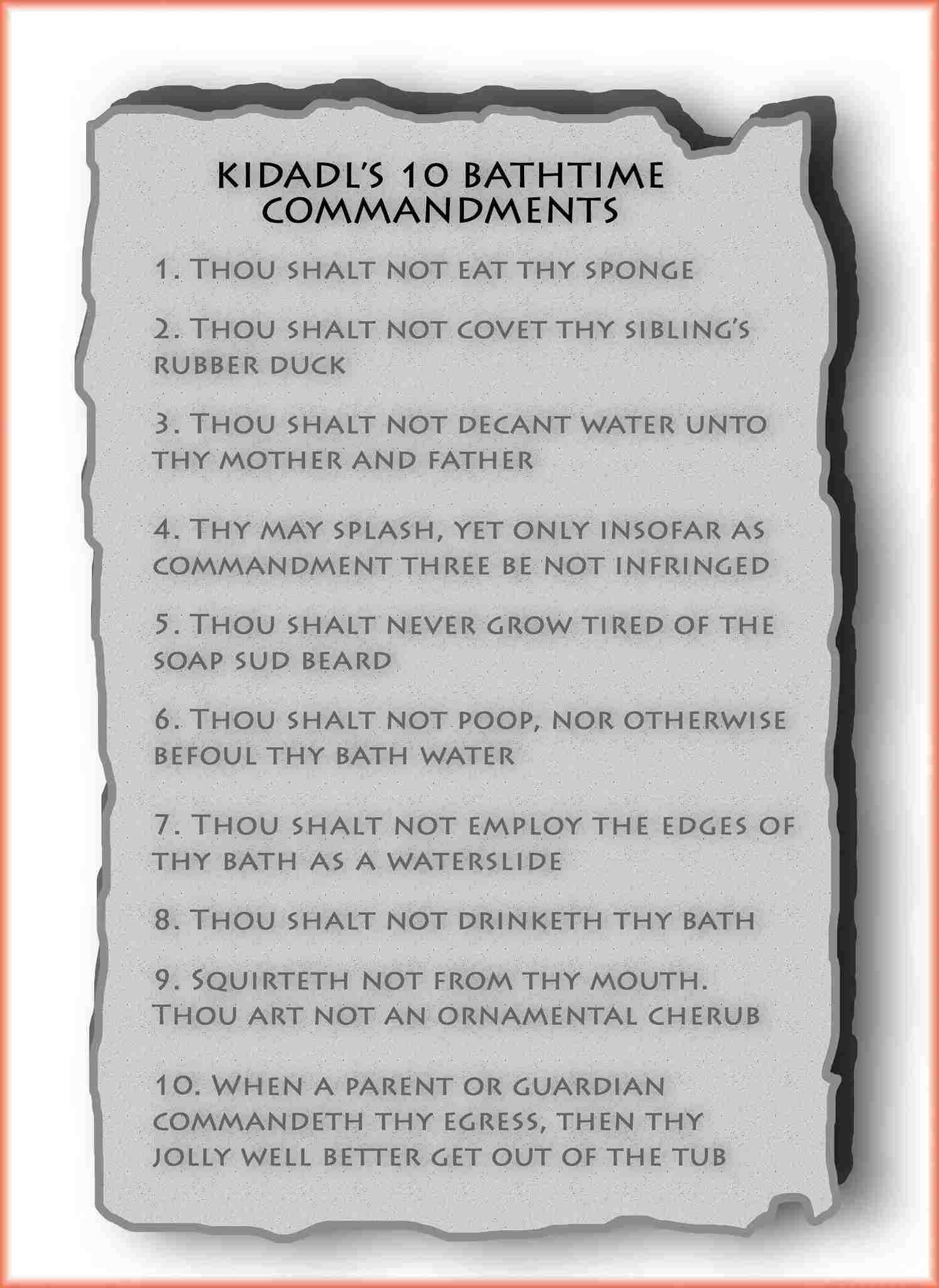 bathtime commandments for you to cut out