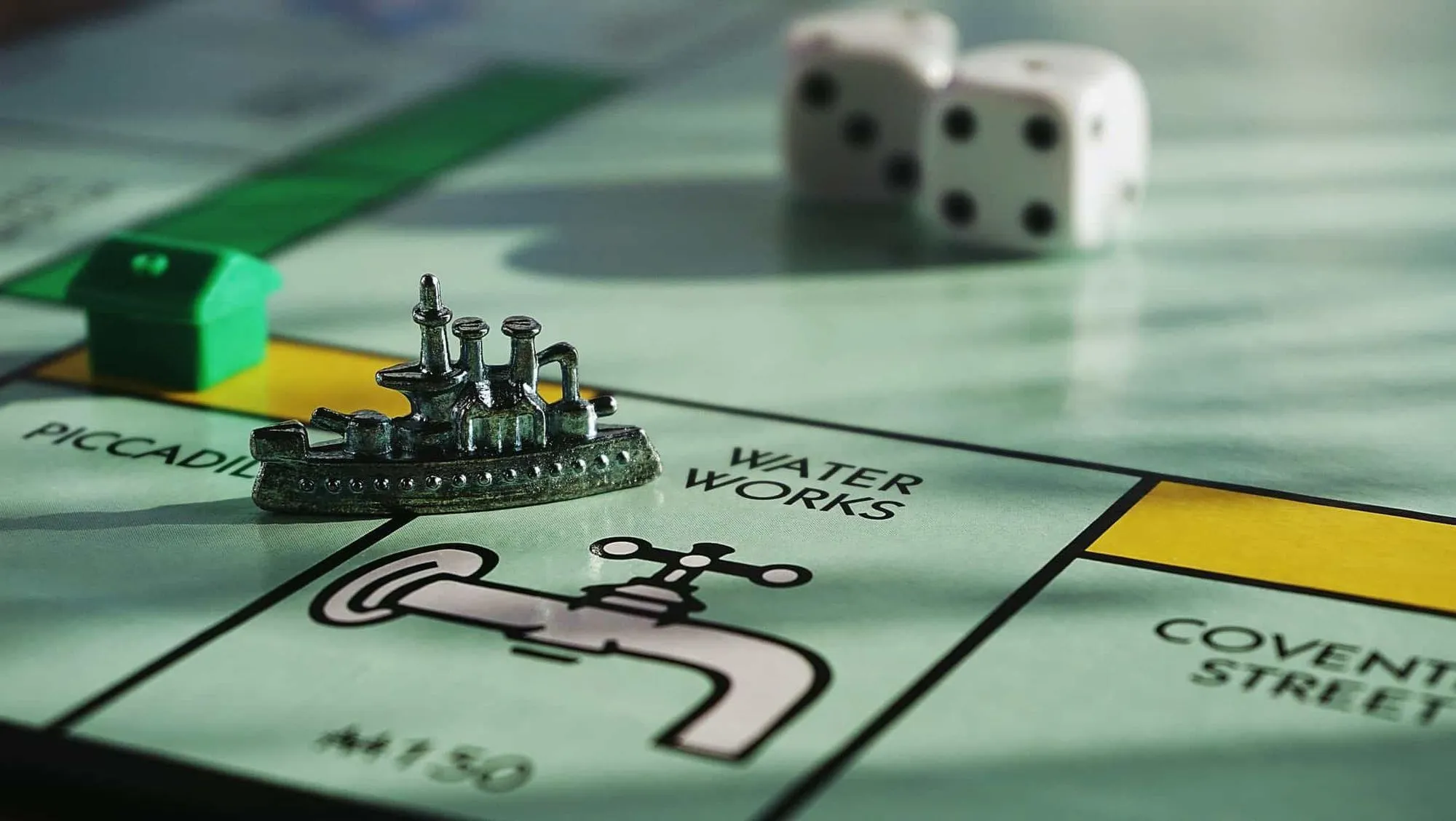 Close-up shot of Monopoly board.