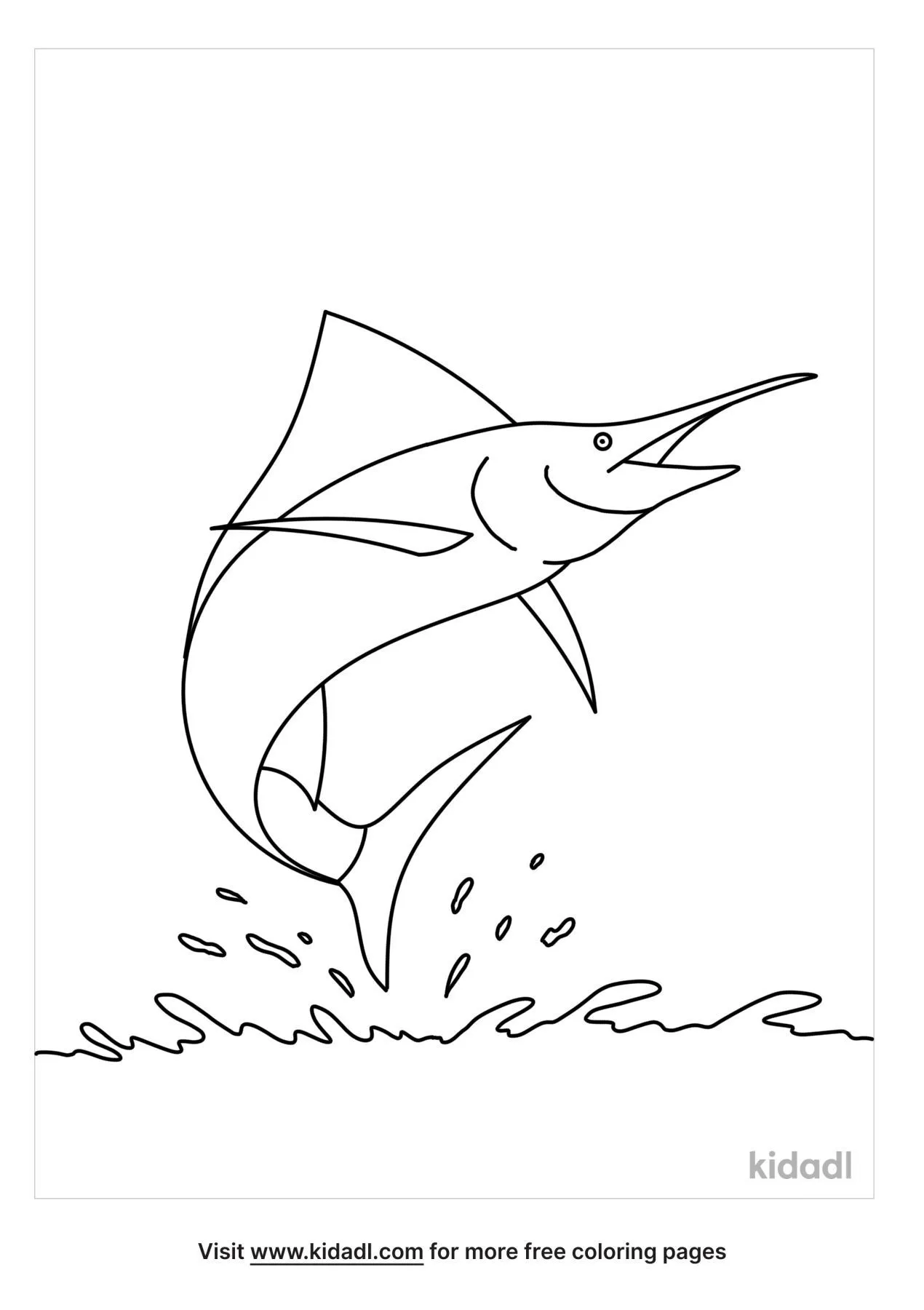Marlin Jumping Out Of Water Coloring Page