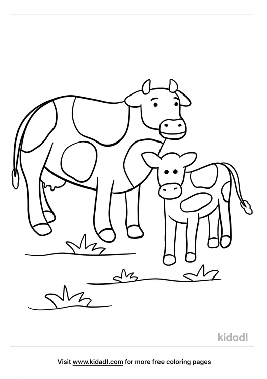 Cow And Calf Coloring Page | Free Farm-animals Coloring Page | Kidadl