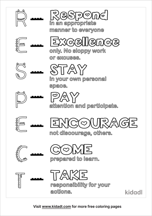 respect acronym coloring page free words quotes coloring page kidadl