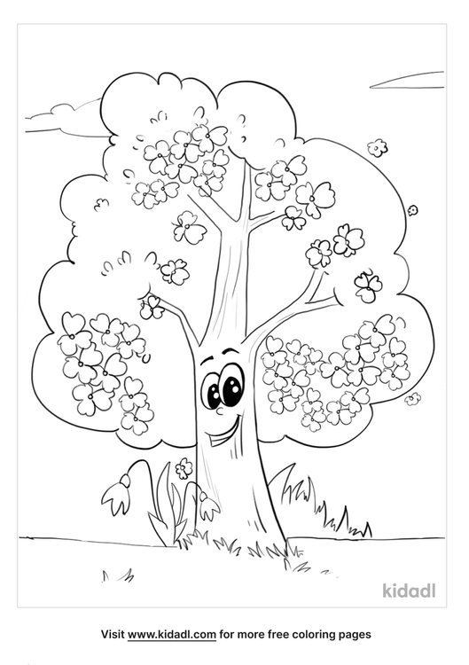 Spring Tree Coloring Page | Free Trees Coloring Page | Kidadl