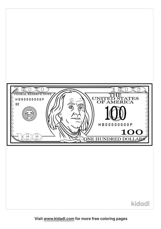 100 Dollar Bill Coloring Pages Free Money Coloring Pages Kidadl