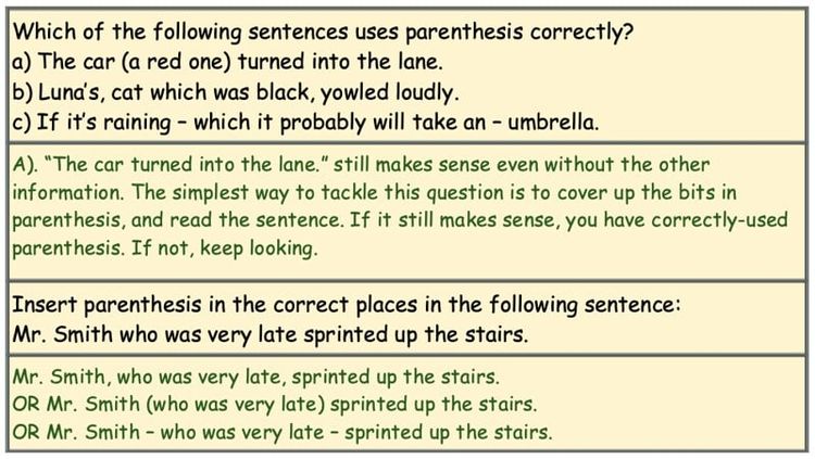 parenthesis examples