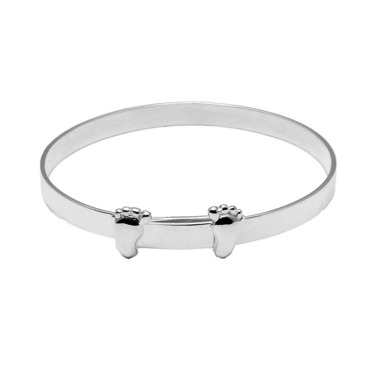 Real 925 Sterling Silver Baby Christening Bangle Expandable Bracelet Gift Box 