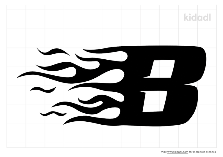 B With Flames Stencils | Free Printable Letters Stencils | Kidadl and ...