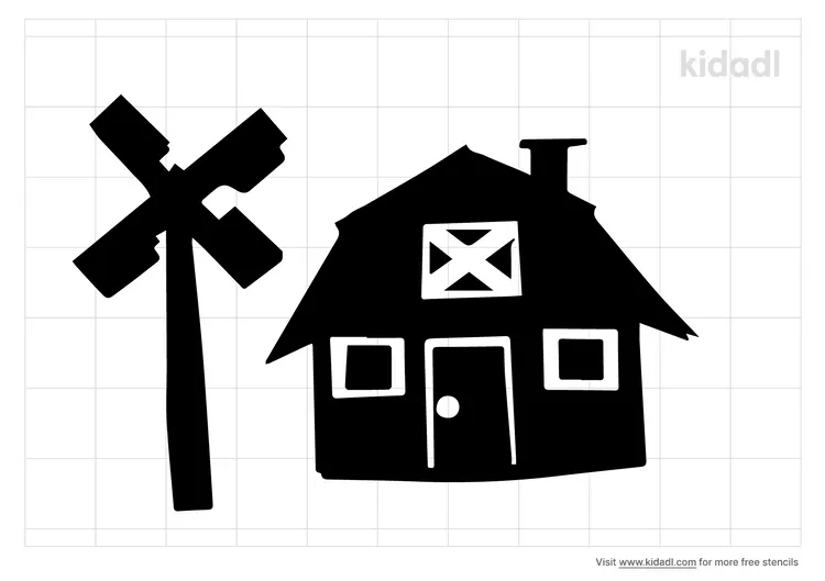 Barn With Windmill Stencils