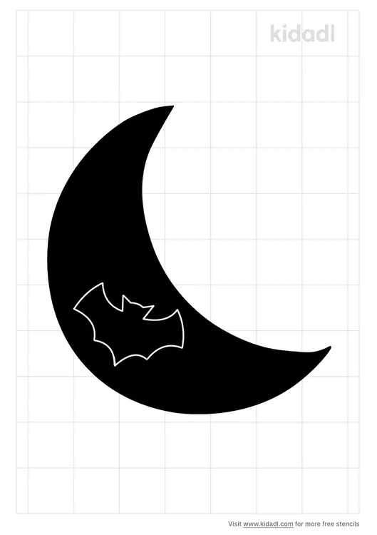 Bat Inside A Moon Stencils