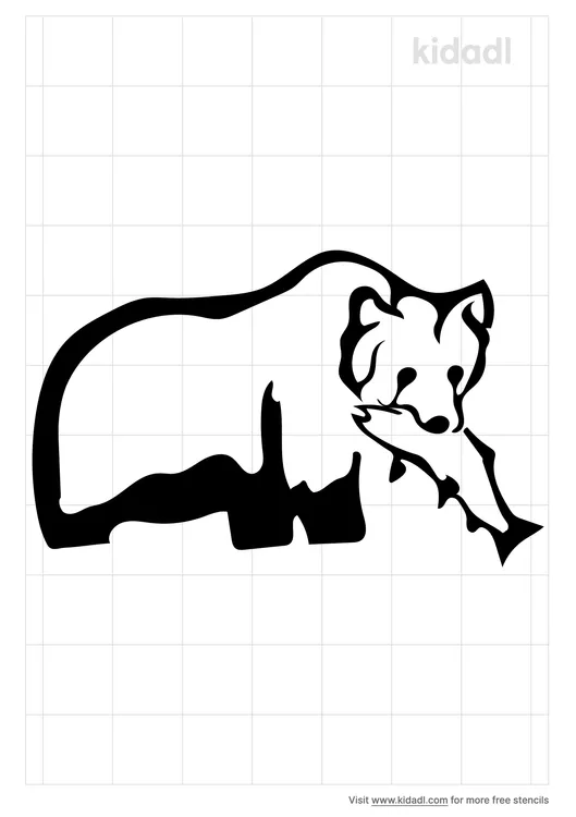 Bear With A Salmon Stencils