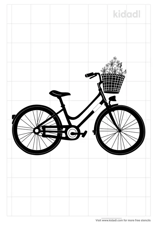 Bicycle With Basket Of Flowers Stencils