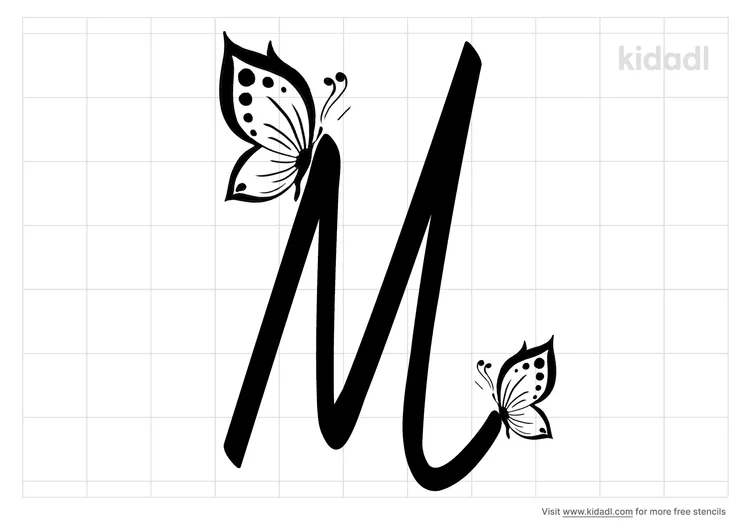 Butterfly Letter M Stencils