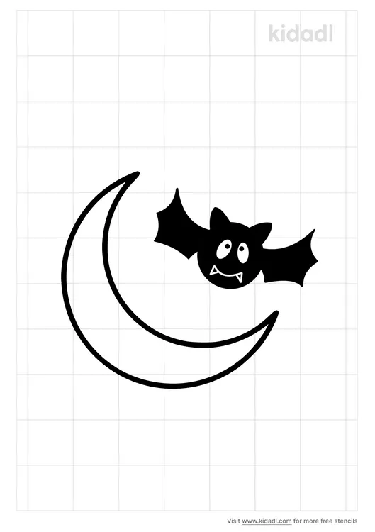Cartoon Bat And Moon Stencils