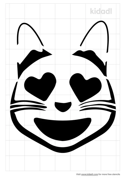 Cat Heart Eye Emoji Stencils