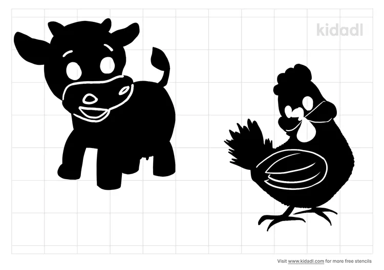 Cow And Chicken Stencils