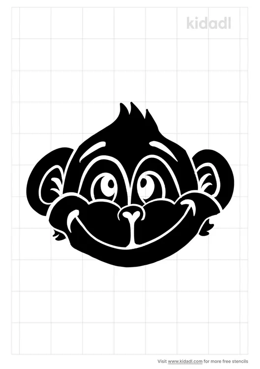 Cute Monkey Face Stencils
