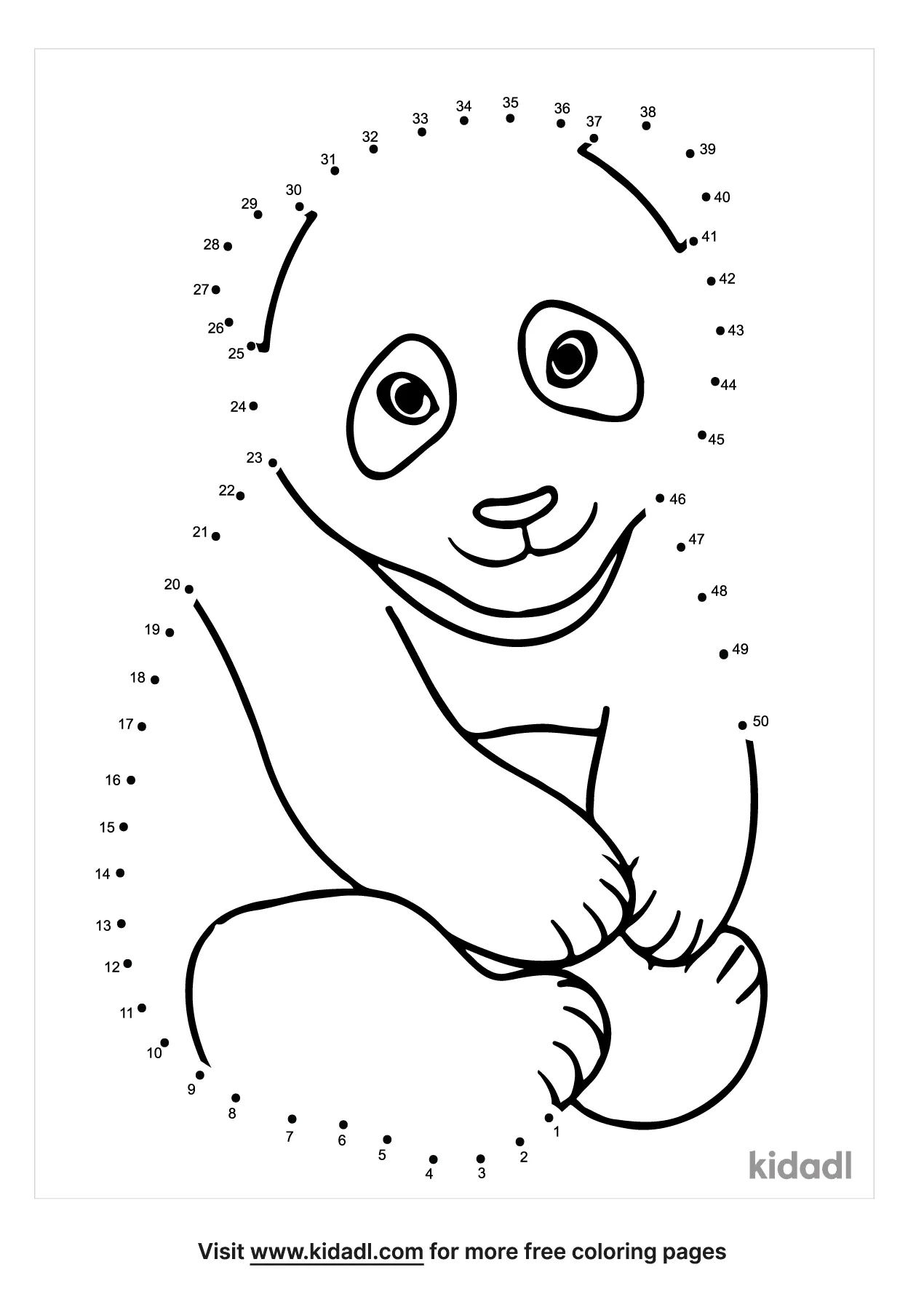 Free Cute Panda - medium | Free Dot to Dot Printables | Kidadl