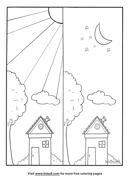 Day And Night Coloring Coloring Pages