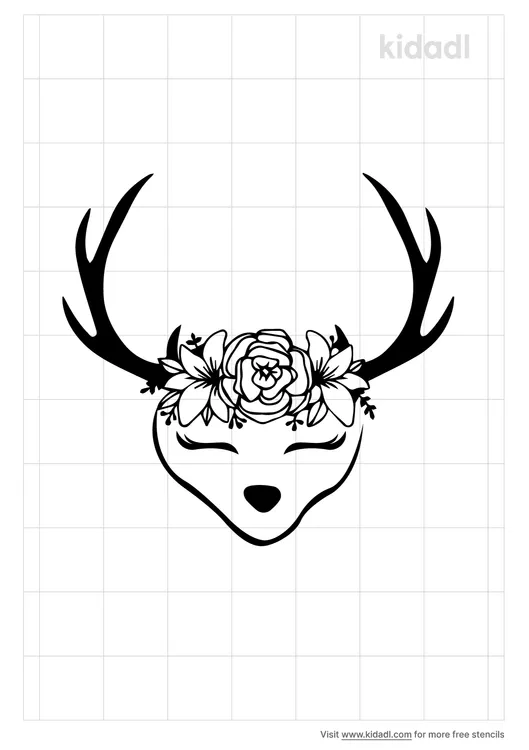 Deer Antler Flower Crown Stencils