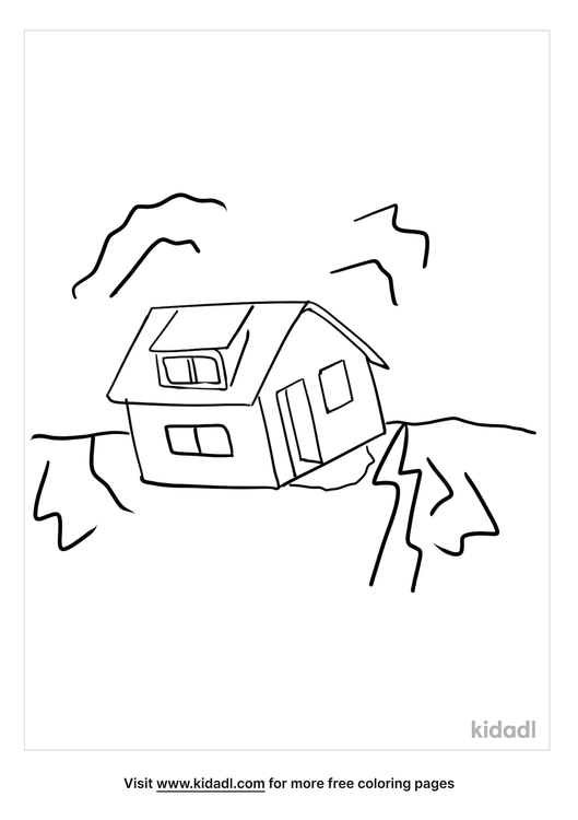 Coloring Page Of A Earthquake - Earthquake Coloring Pages Free Nature