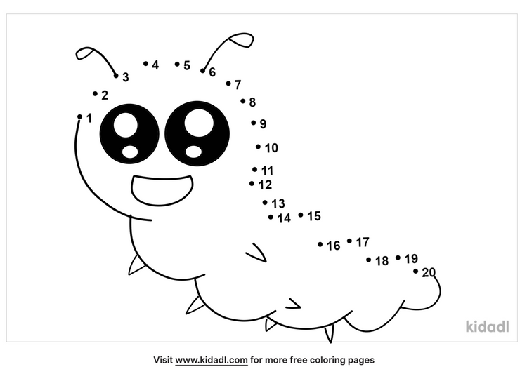 Free Caterpillar Easy 1 20 Dot To Dot Printables For Kids Kidadl