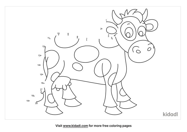 Free Cow Easy 1 20 Dot To Dot Printables For Kids Kidadl