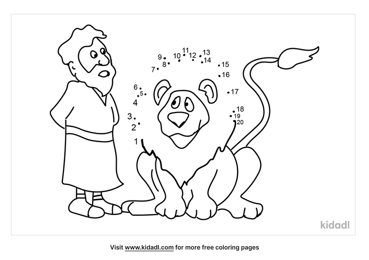 Free Daniel And Lion S Den Easy 1 20 Dot To Dot Printables For Kids Kidadl