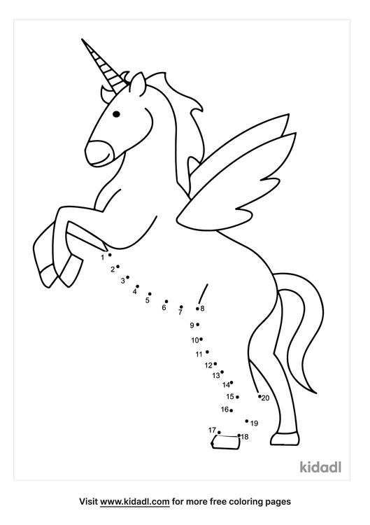 Free Flying Unicorn Easy 1 Dot To Dot Printables For Kids Kidadl