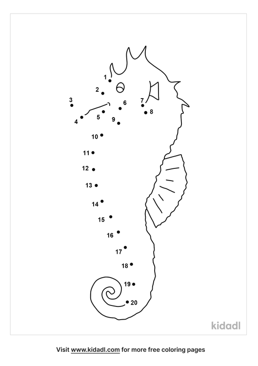 free seahorse easy 1 20 dot to dot printables for kids kidadl