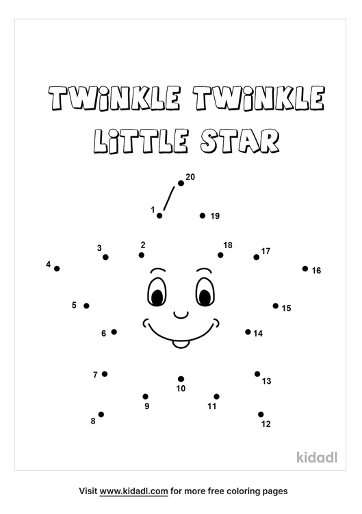 Free Twinkle Twinkle Little Star Easy 1 Dot To Dot Printables For Kids Kidadl