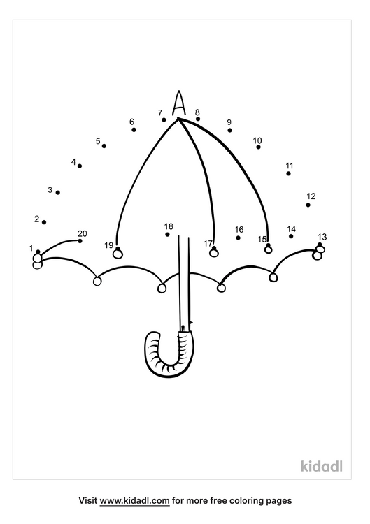 Free Umbrella Easy 1-20 Dot to Dot Printables For Kids | Kidadl