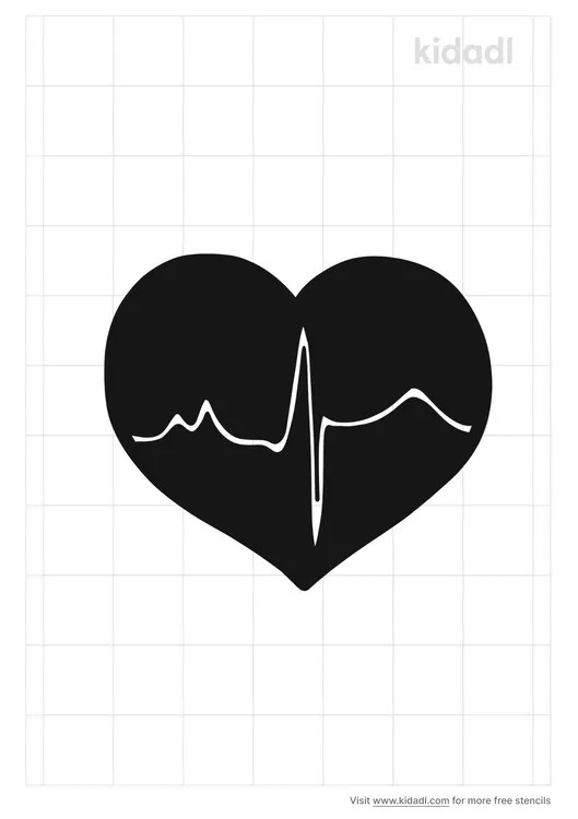 Ecg To Healthy Heart Stencils