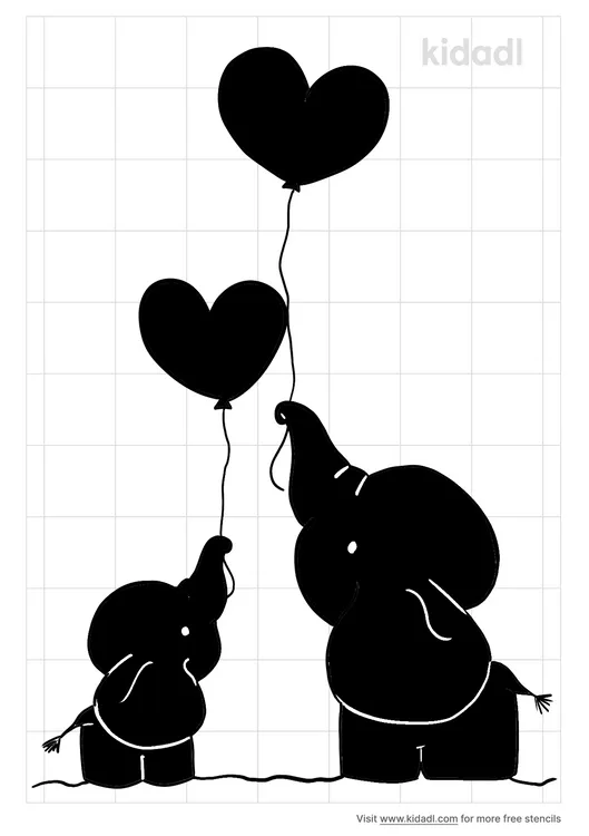 Elephant Balloons Stencils