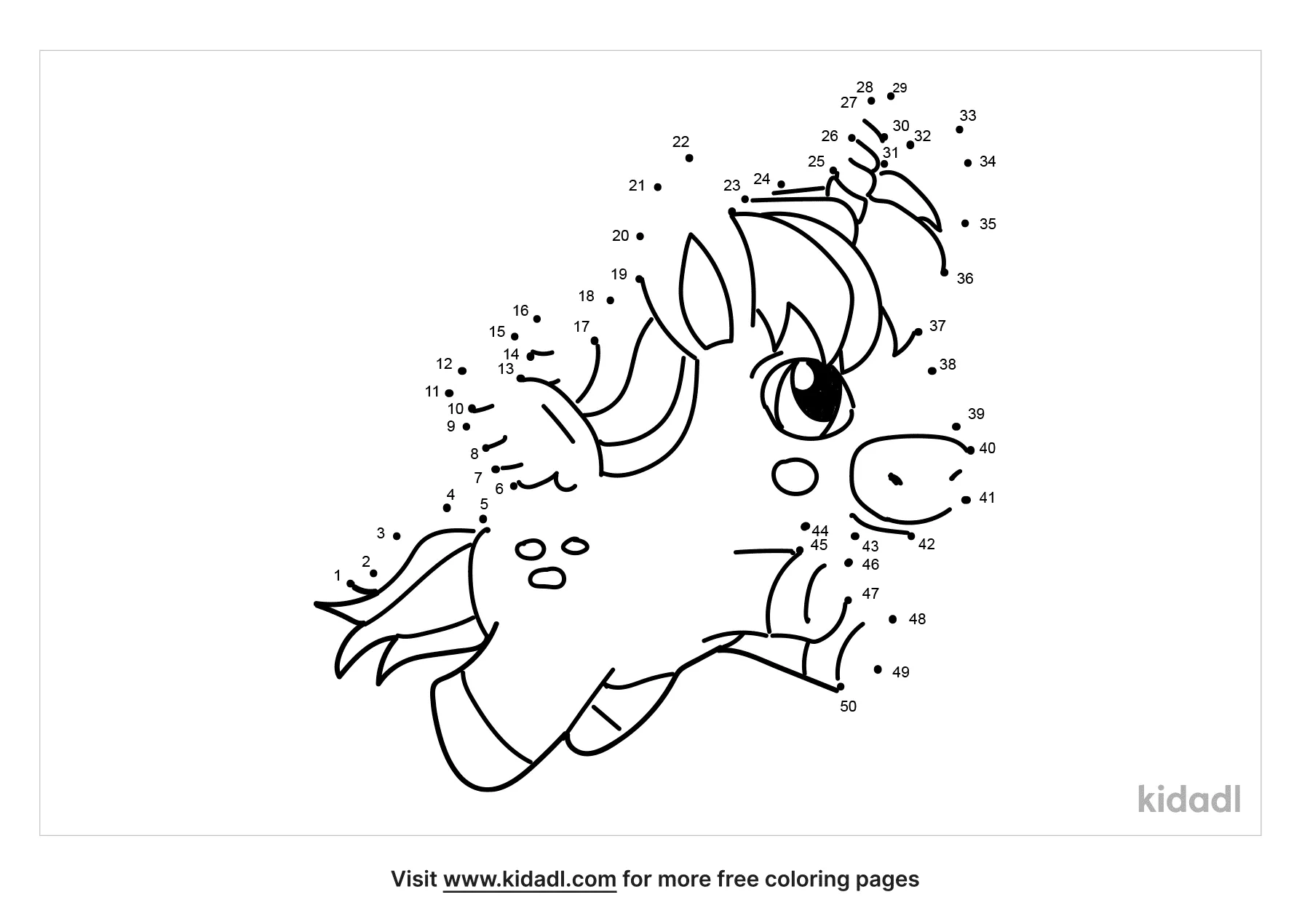 Unicorn Coloring Pages Dot To Dot 