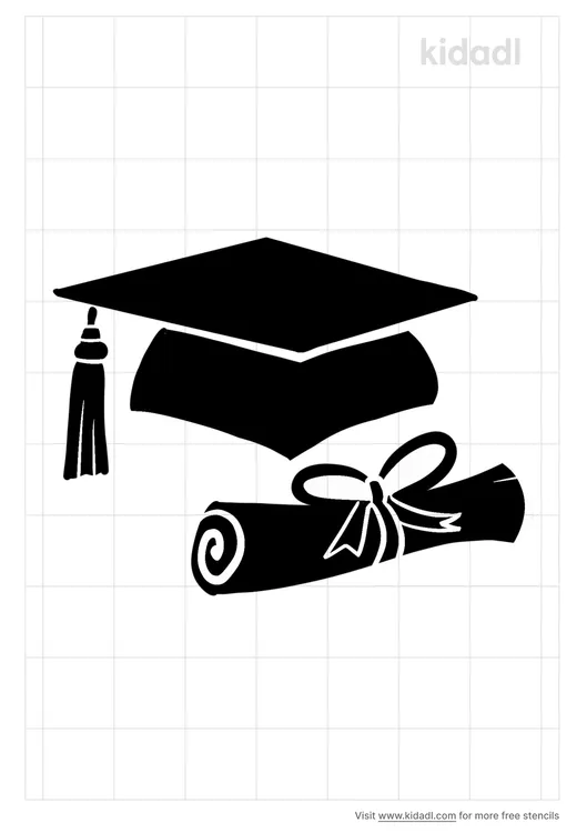 Graduation Cap And Diploma Stencils