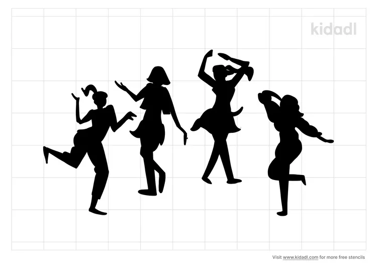 Group Of People Dancing Stencils