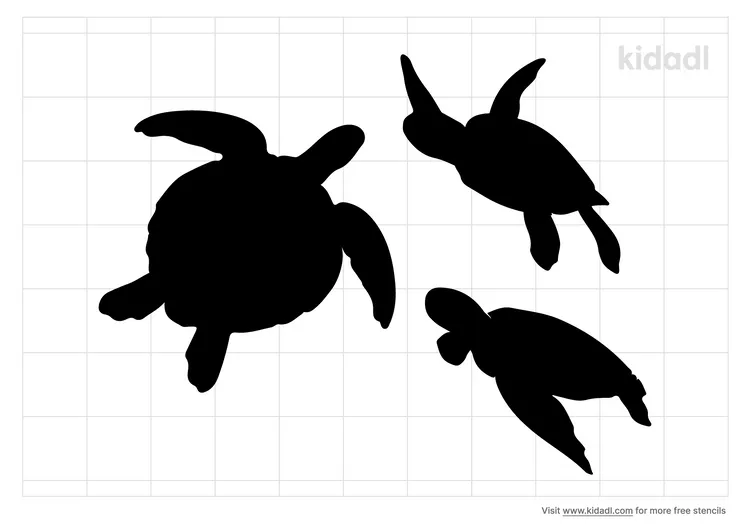 Group Of Sea Turtles Stencils