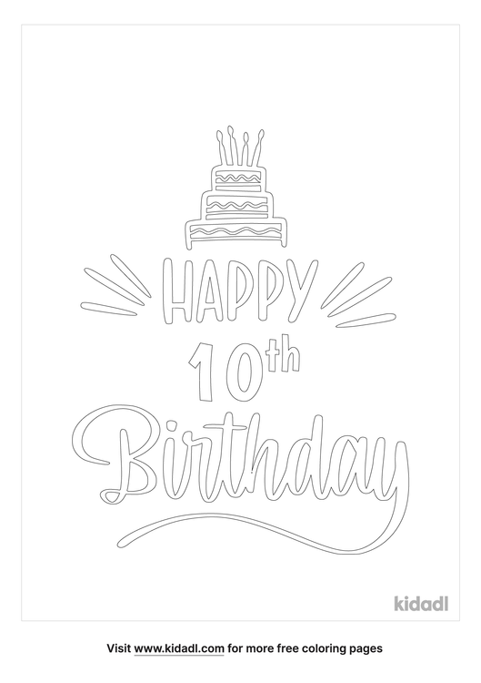 Happy 10th Birthday Coloring Pages - boringpop.com