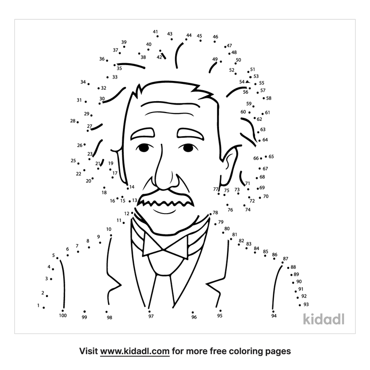 Free Albert Einstein Hard 1 100 Dot To Dot Printables For Kids Kidadl