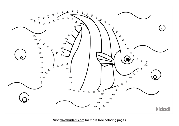 Free Angelfish Hard 1 100 Dot To Dot Printables For Kids Kidadl