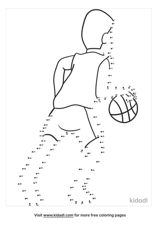 Free Basketball Hard 1 100 Dot To Dot Printables For Kids Kidadl