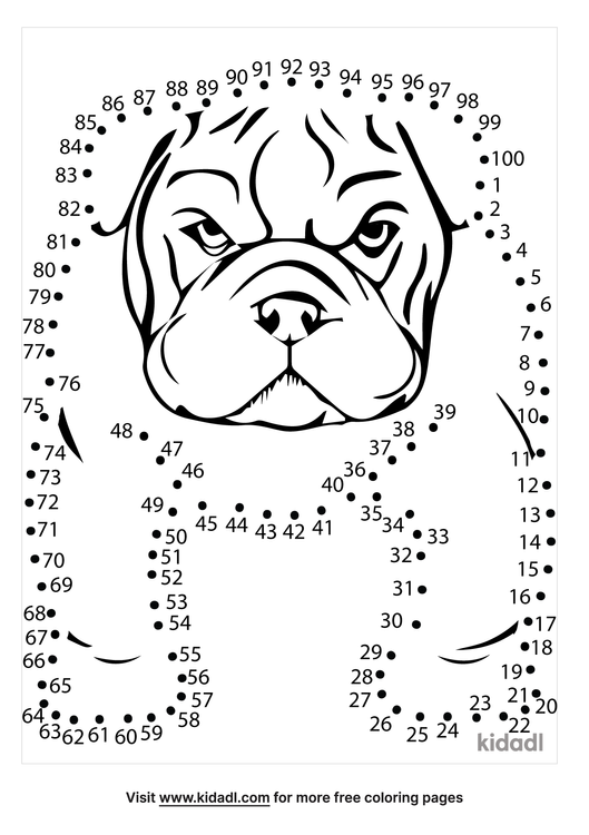 Free Bulldog Hard 1 100 Dot To Dot Printables For Kids Kidadl