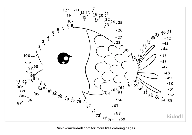 Free Fish Hard 1 100 Dot To Dot Printables For Kids Kidadl