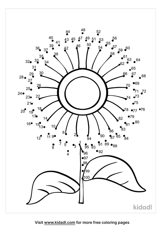 Free Flower Hard 1 100 Dot To Dot Printables For Kids Kidadl