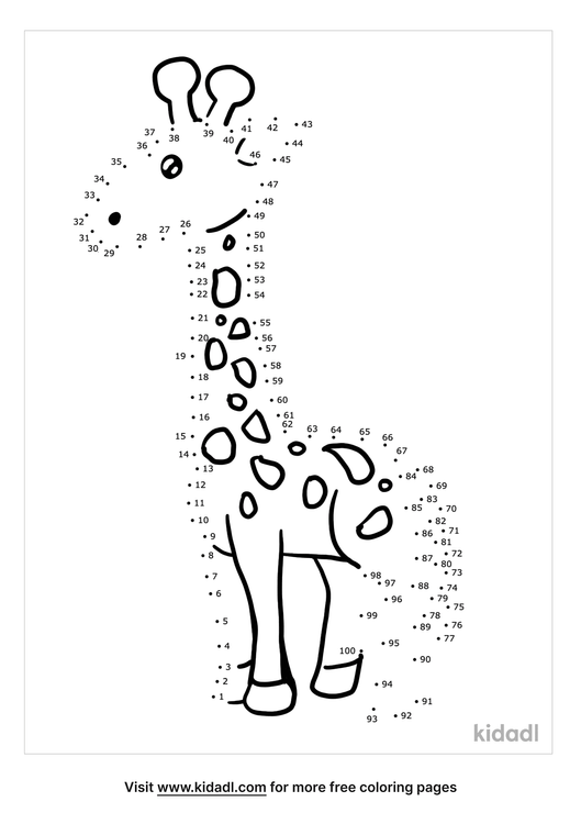 Free Giraffe Hard 1 100 Dot To Dot Printables For Kids Kidadl