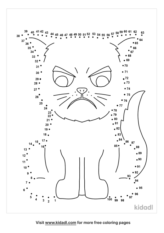 Free Grumpy Cat Hard 1 100 Dot To Dot Printables For Kids Kidadl